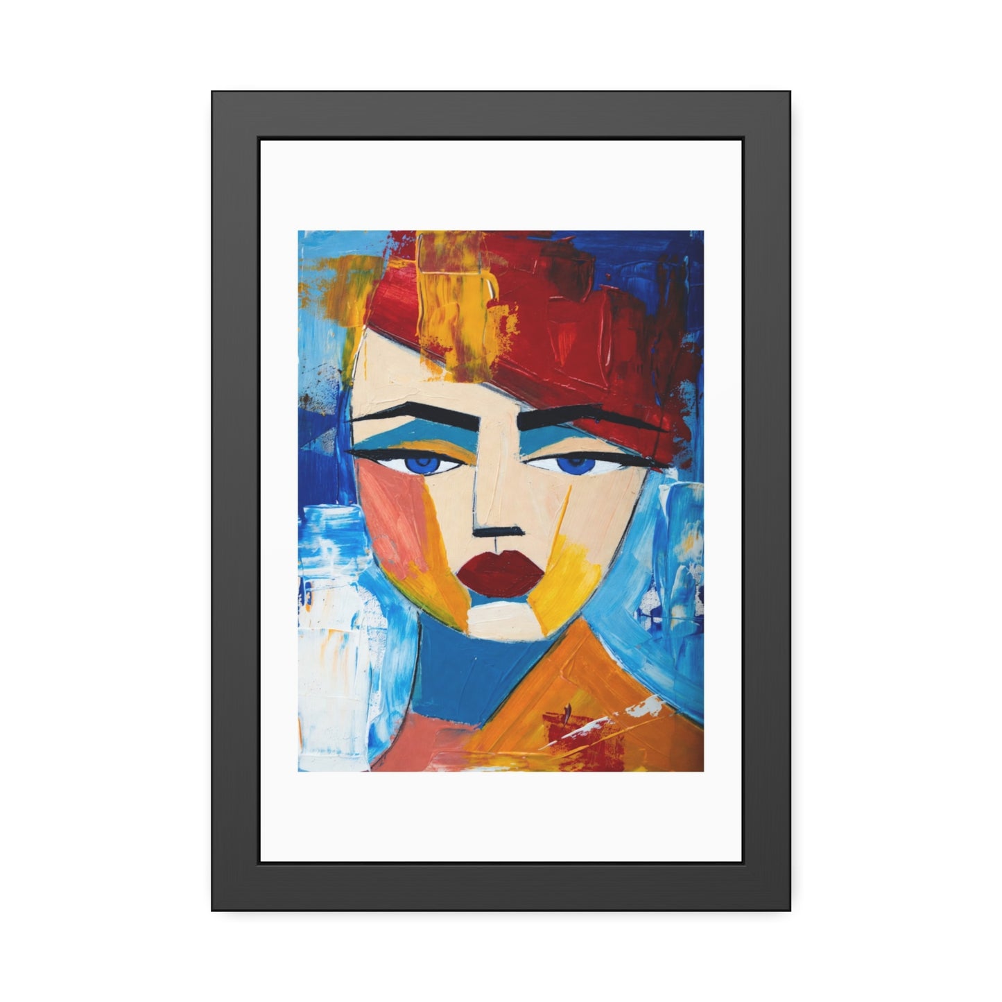 Abstract Colorful Face Framed Poster — Modern Pop Art Wall Print