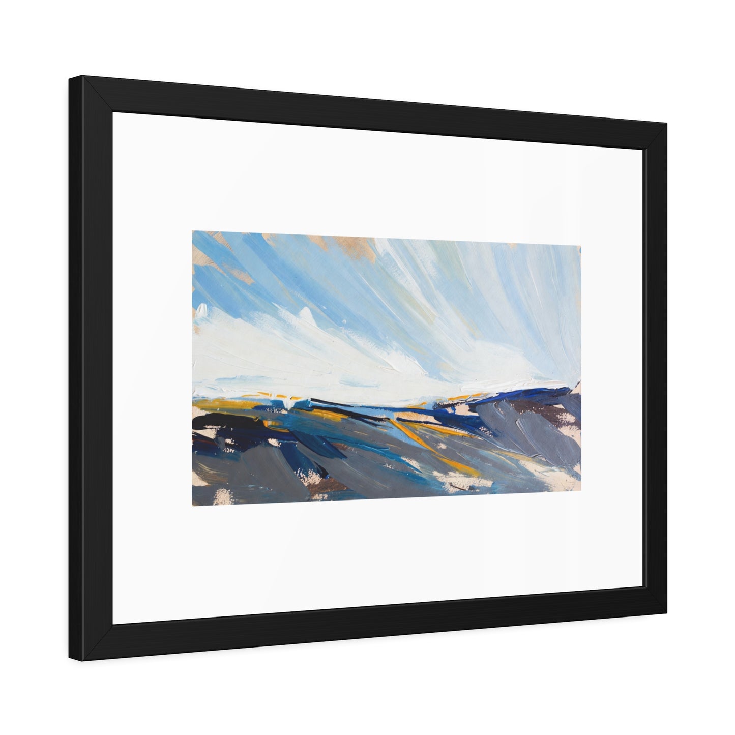 Abstract Coastal Landscape Framed Poster — Blue Seascape Wall Art