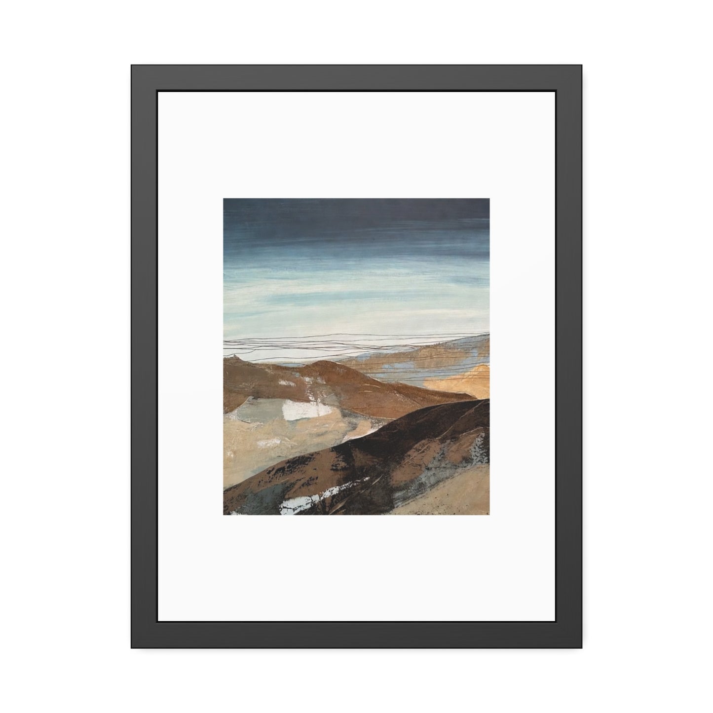 Framed Landscape Art Print — Minimal Coastal Mountain Poster