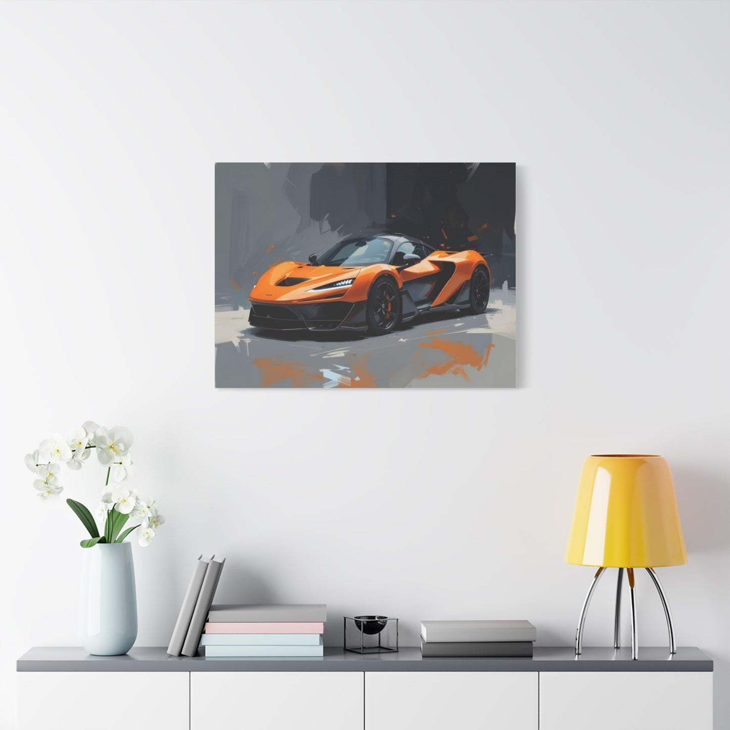 Orange Supercar Matte Canvas Wall Art – Stretched 1.25" Sports Car Print