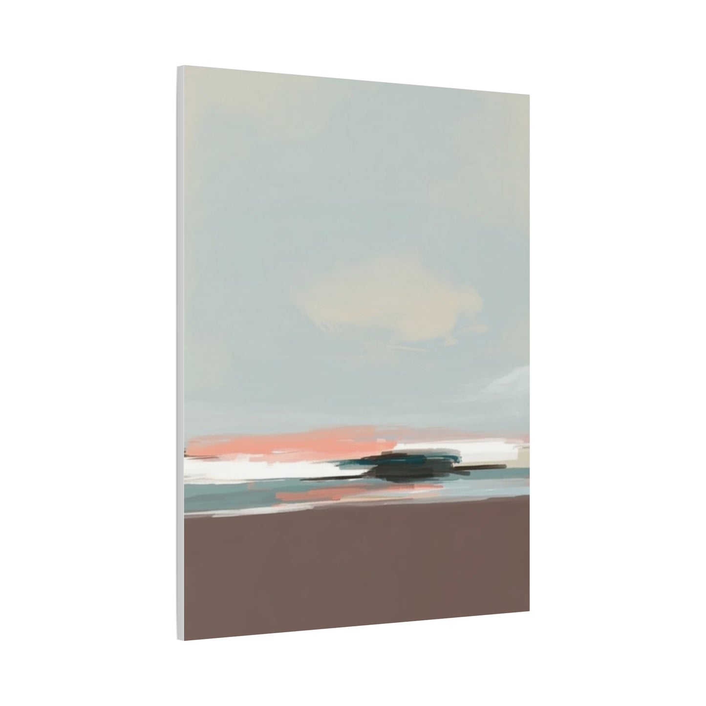 Coastal Abstract Canvas Art – Soft Pastel Seascape Matte Stretched Canvas
