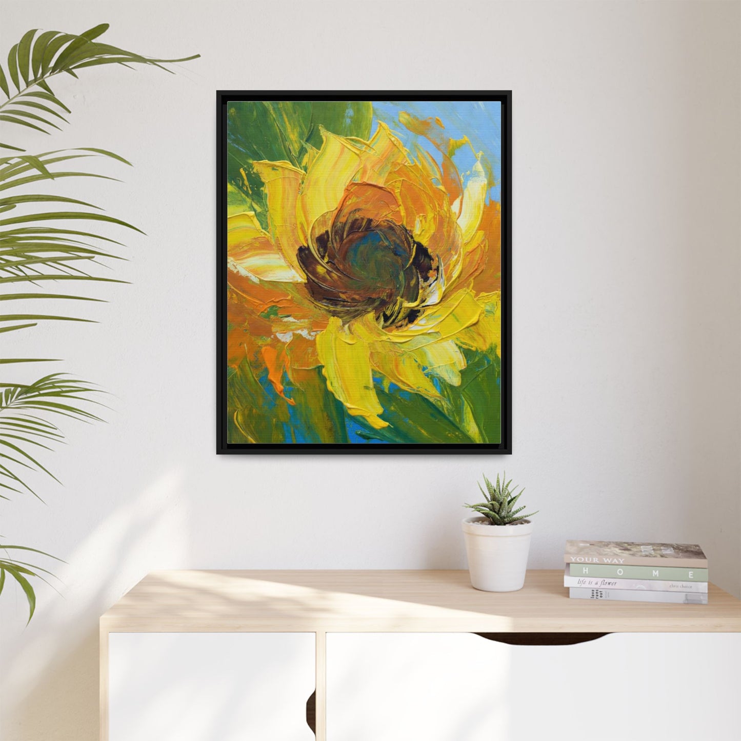 Framed Sunflower Abstract Matte Canvas Print