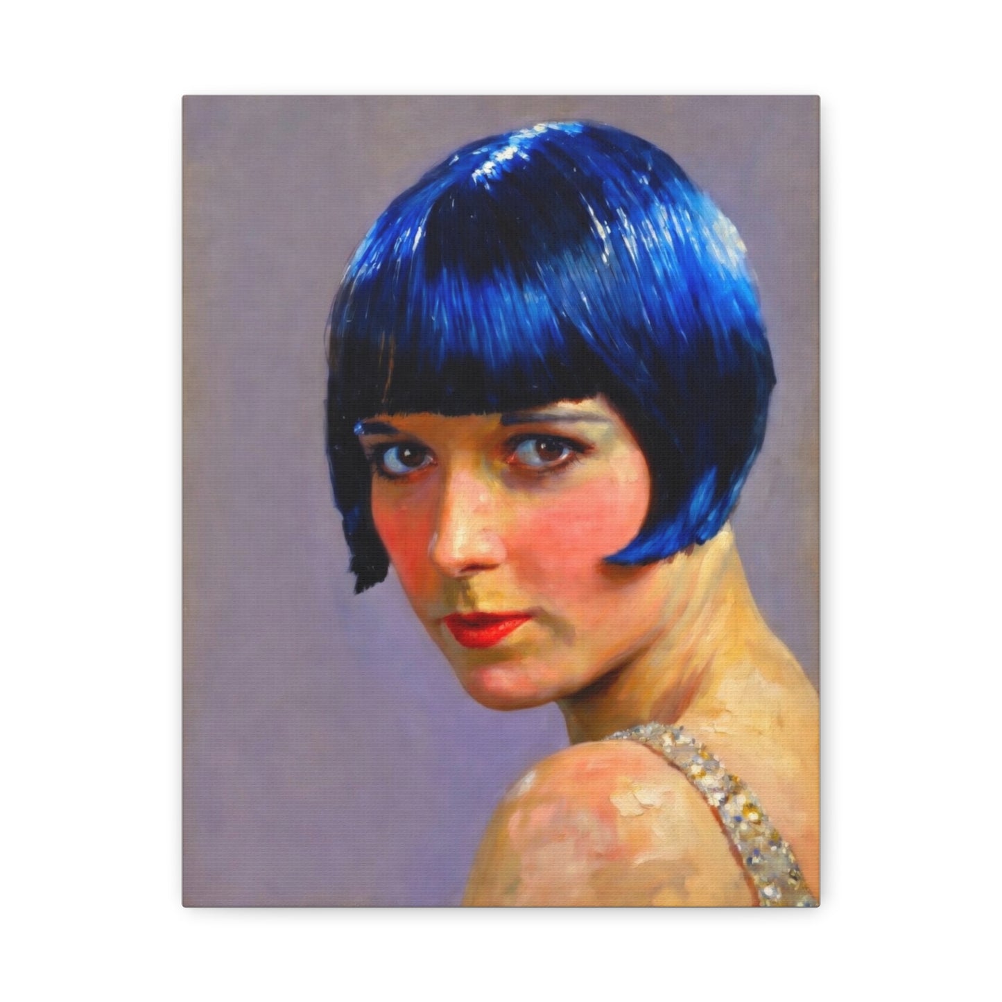 Blue Bob Portrait Matte Canvas Print - Stretched Wall Art