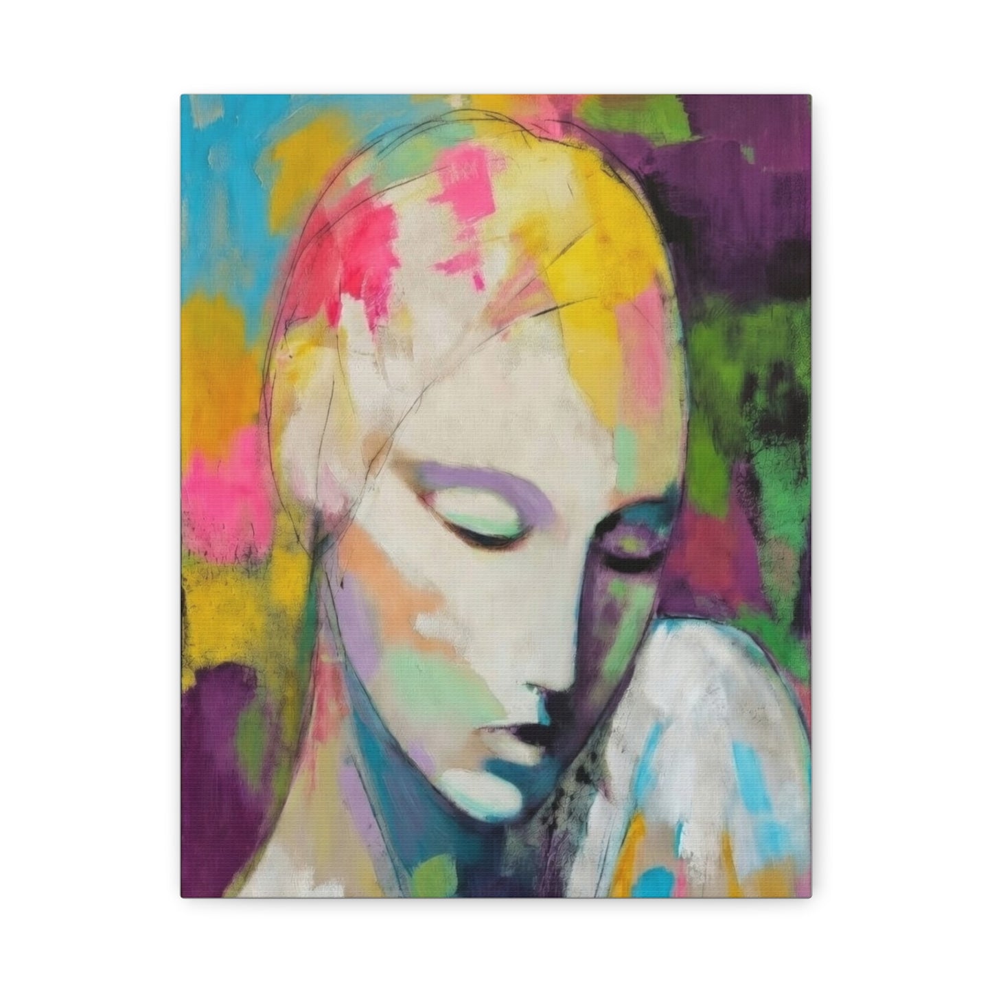 Abstract Angel Portrait Canvas - Colorful Modern Wall Art