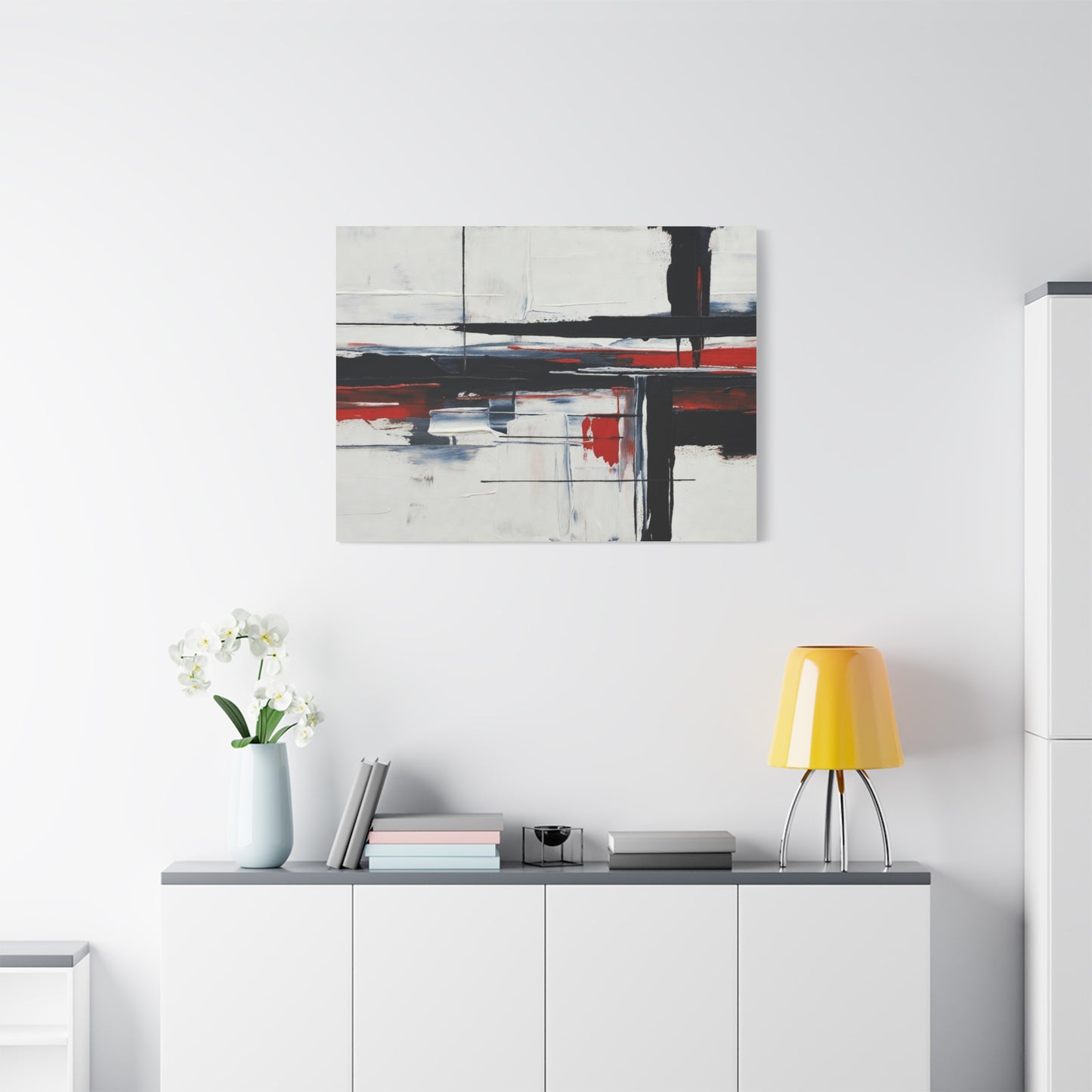 Abstract Red & Black Modern Canvas Art — Matte Stretched 1.25"