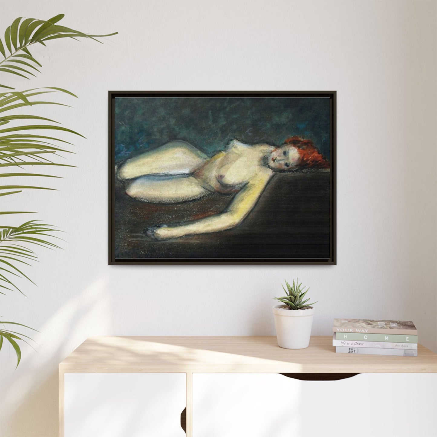 Lying nude by Paul Gosselin Framed Matte Canvas Wall Art Print