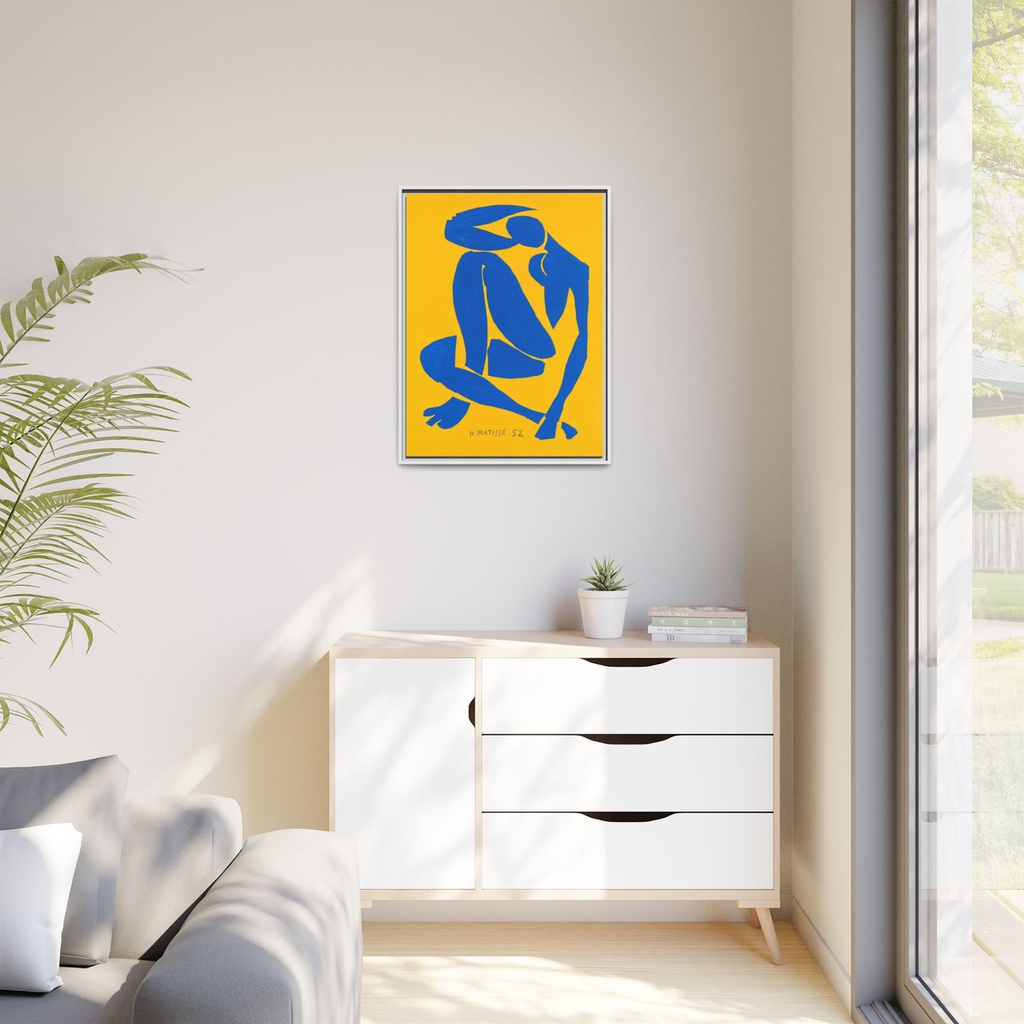 Abstract Blue Nude Matte Canvas Wall Art, Framed