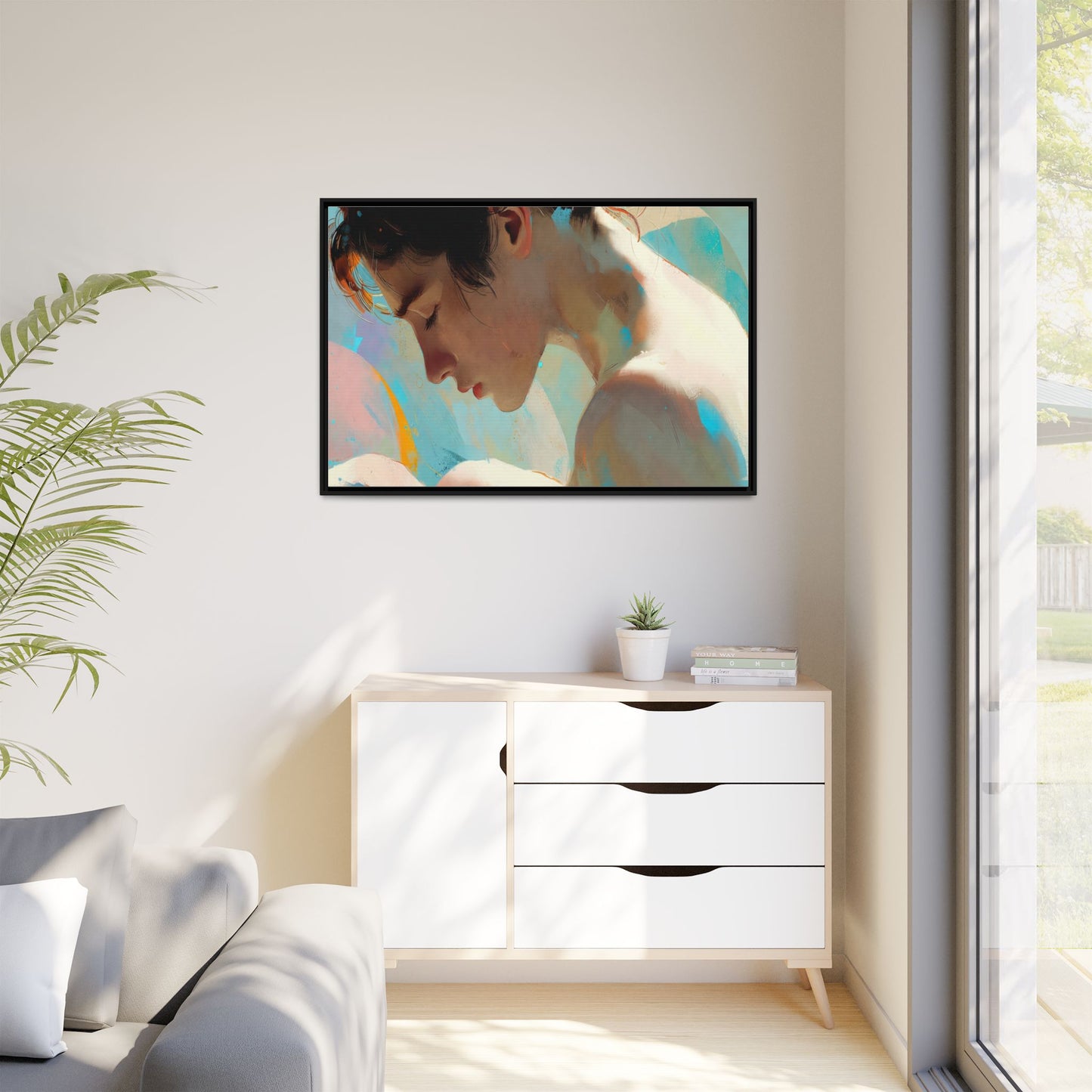 Framed Matte Canvas Print — Dreamy Portrait Art (Multi‑Color)