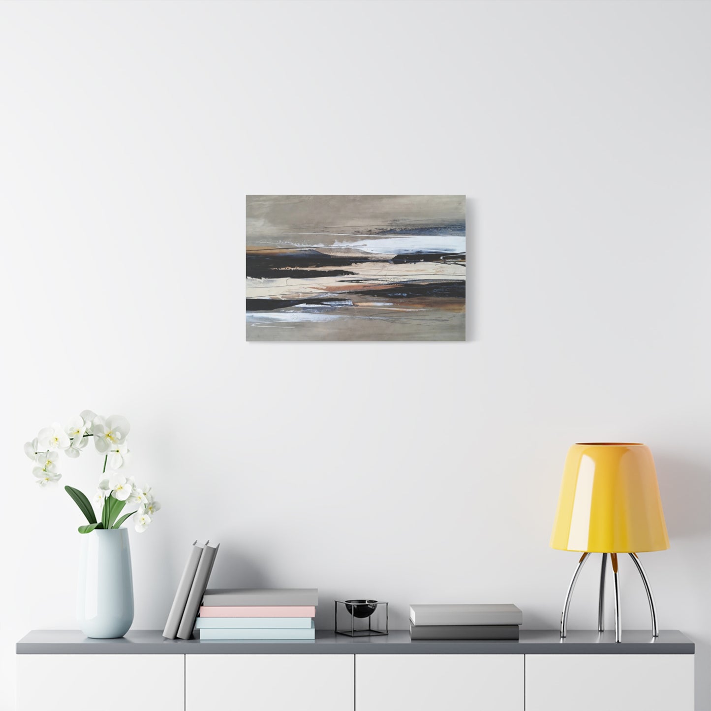 Abstract Coastal Landscape Canvas — Neutral Tones Matte Stretched Wall Art