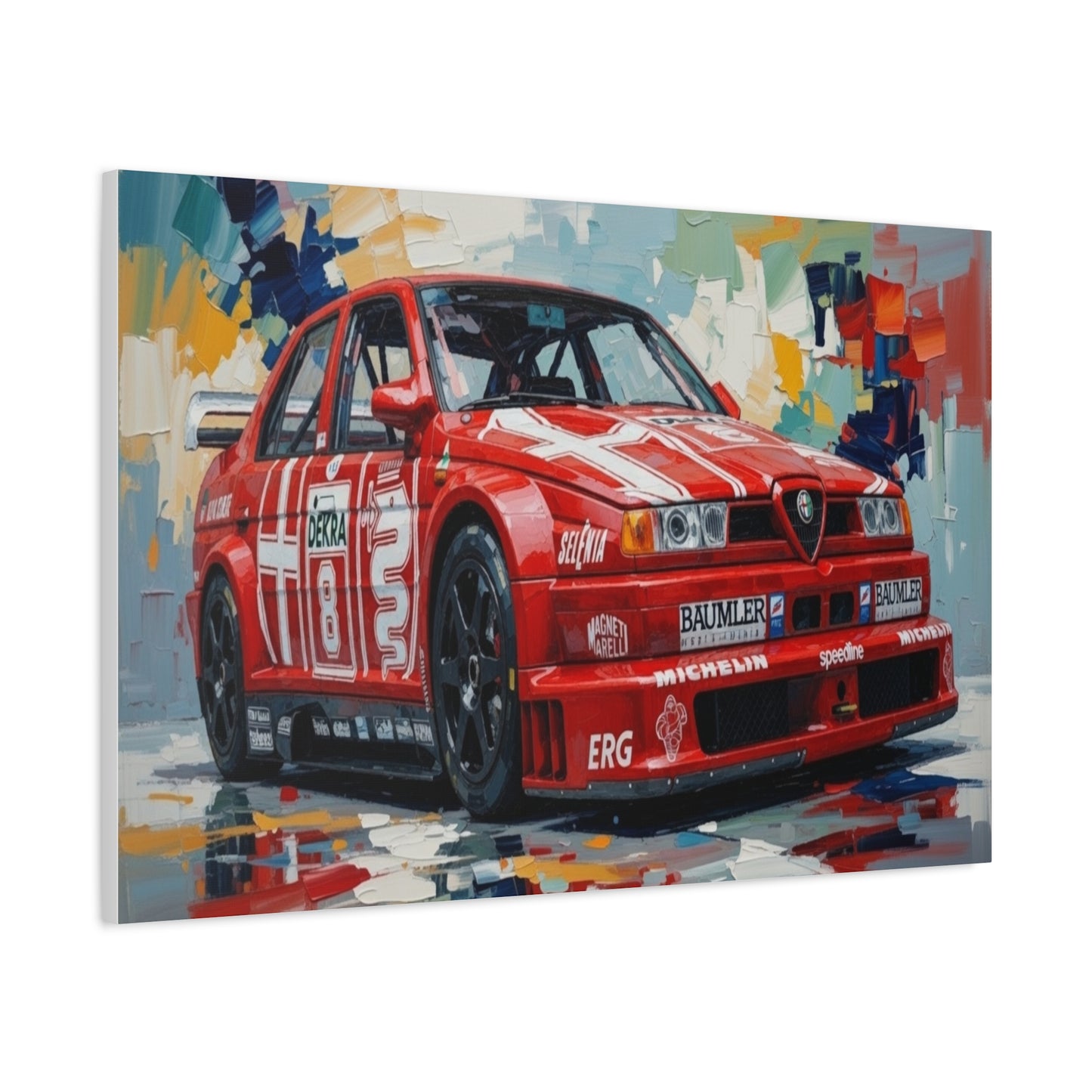Racing Alfa Romeo Canvas Print — Red Race Car Stretched Wall Art