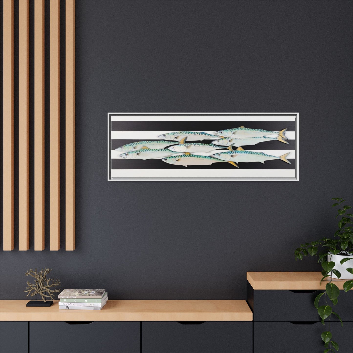 Striped Mackerel Canvas Print — Framed Matte Fish Wall Art