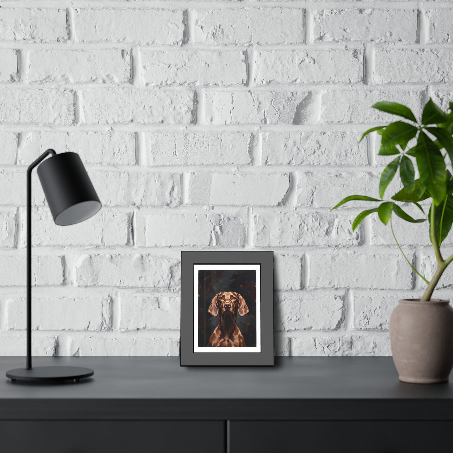 Chocolate Vizsla Dog Framed Paper Posters