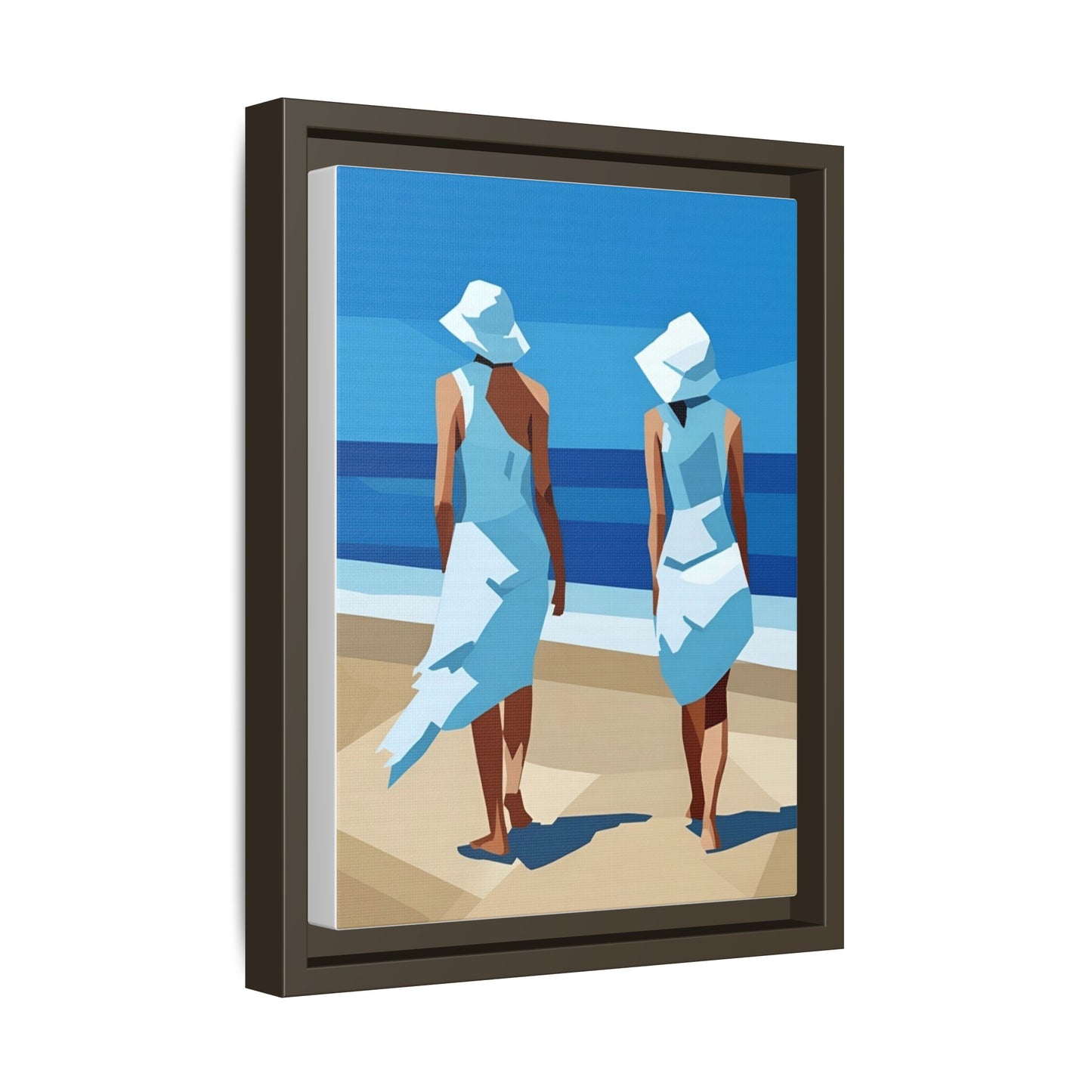 Seaside Stroll Matte Canvas Framed Print — Coastal Beach Art