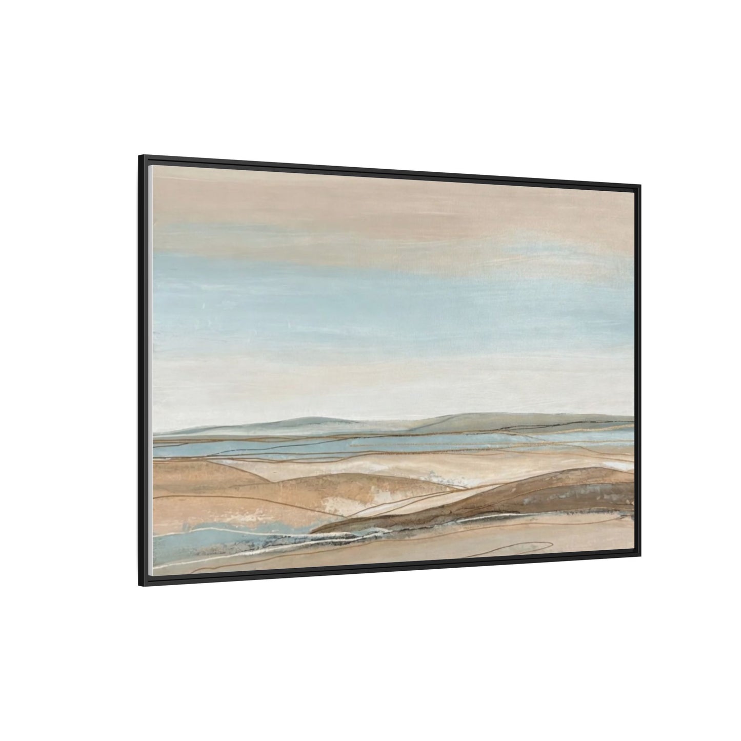 Framed Abstract Landscape Matte Canvas — Serene Coastal Horizon Wall Art