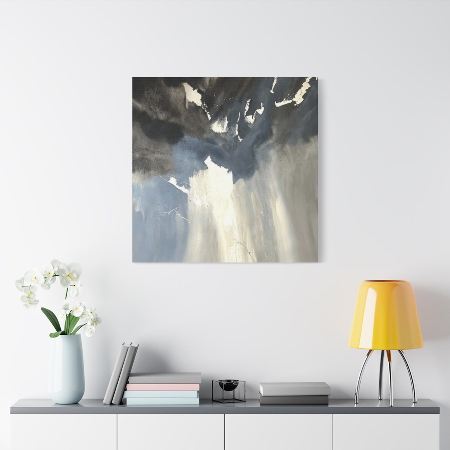 Abstract Storm Canvas Print — Dramatic Blue & Gray Matte Wall Art