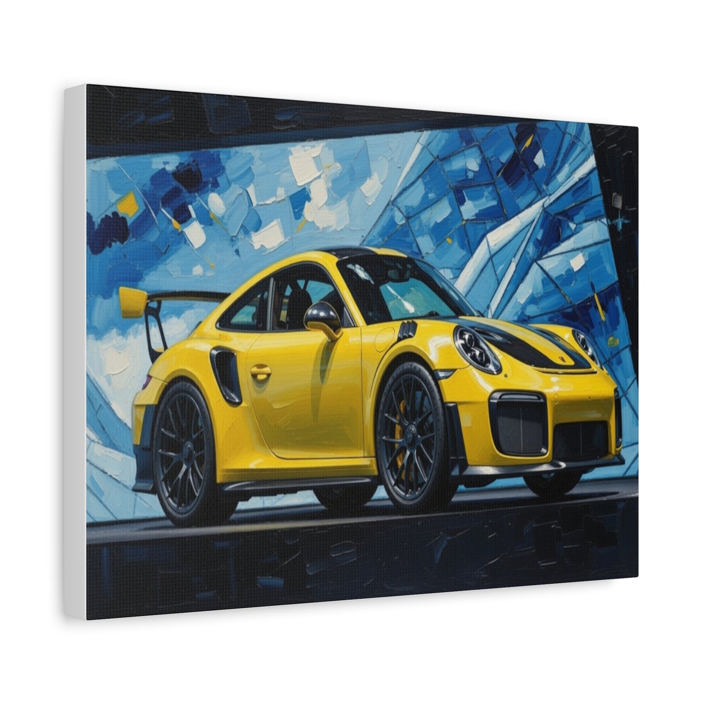 Yellow Porsche Sports Car Canvas Print — Modern Automotive Wall Art