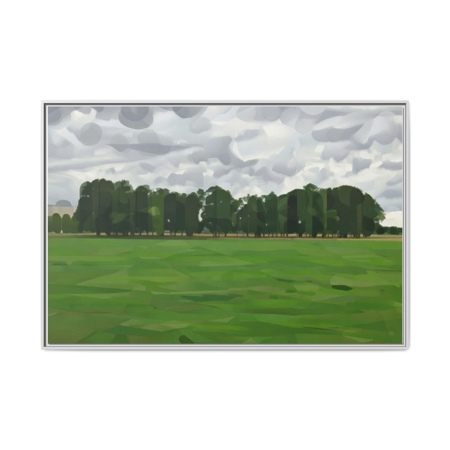 Framed Matte Canvas Print — Minimalist Green Landscape Art