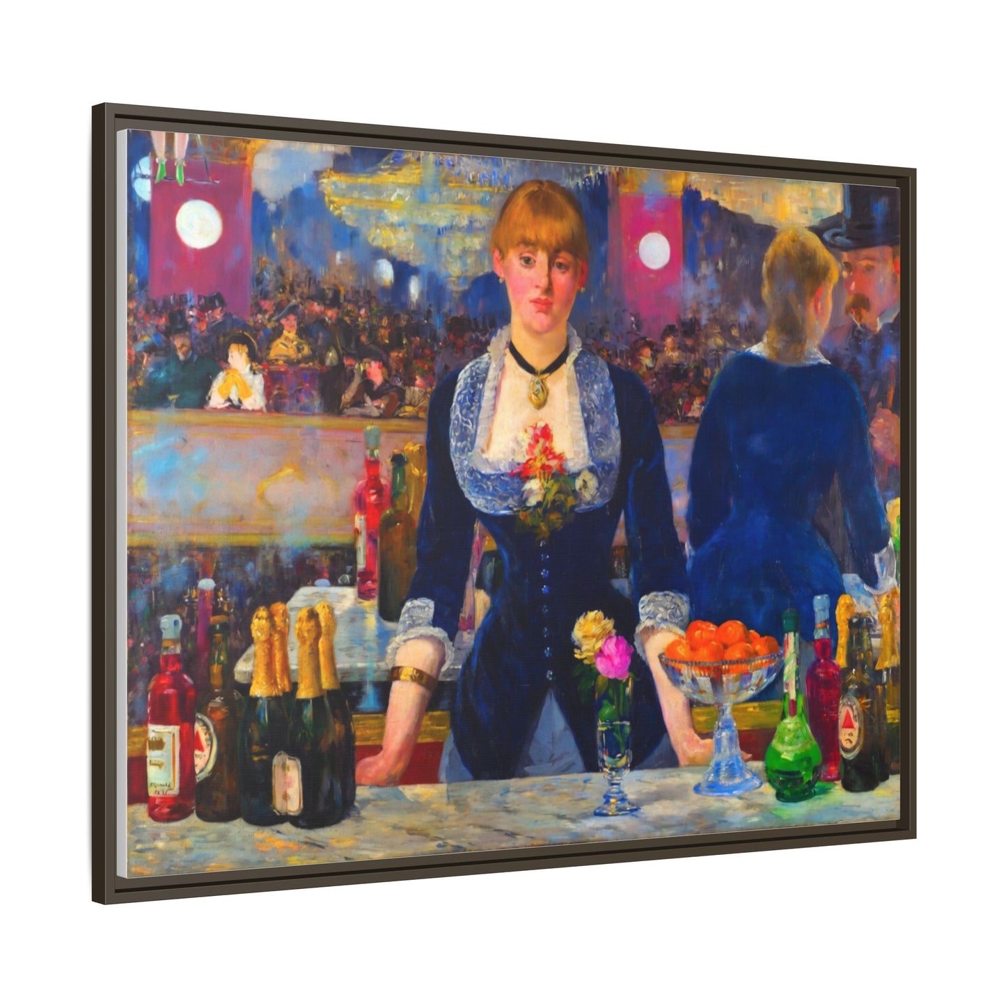 Framed Matte Canvas Print — Vintage Parisian Bar Scene
