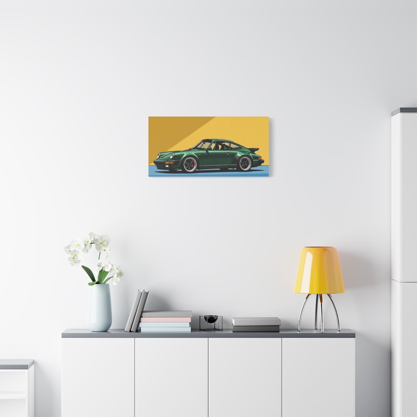 Vintage Green Porsche Art Print - Matte Stretched Canvas