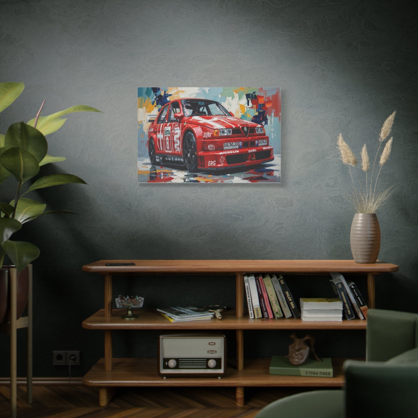 Racing Alfa Romeo Canvas Print — Red Race Car Stretched Wall Art