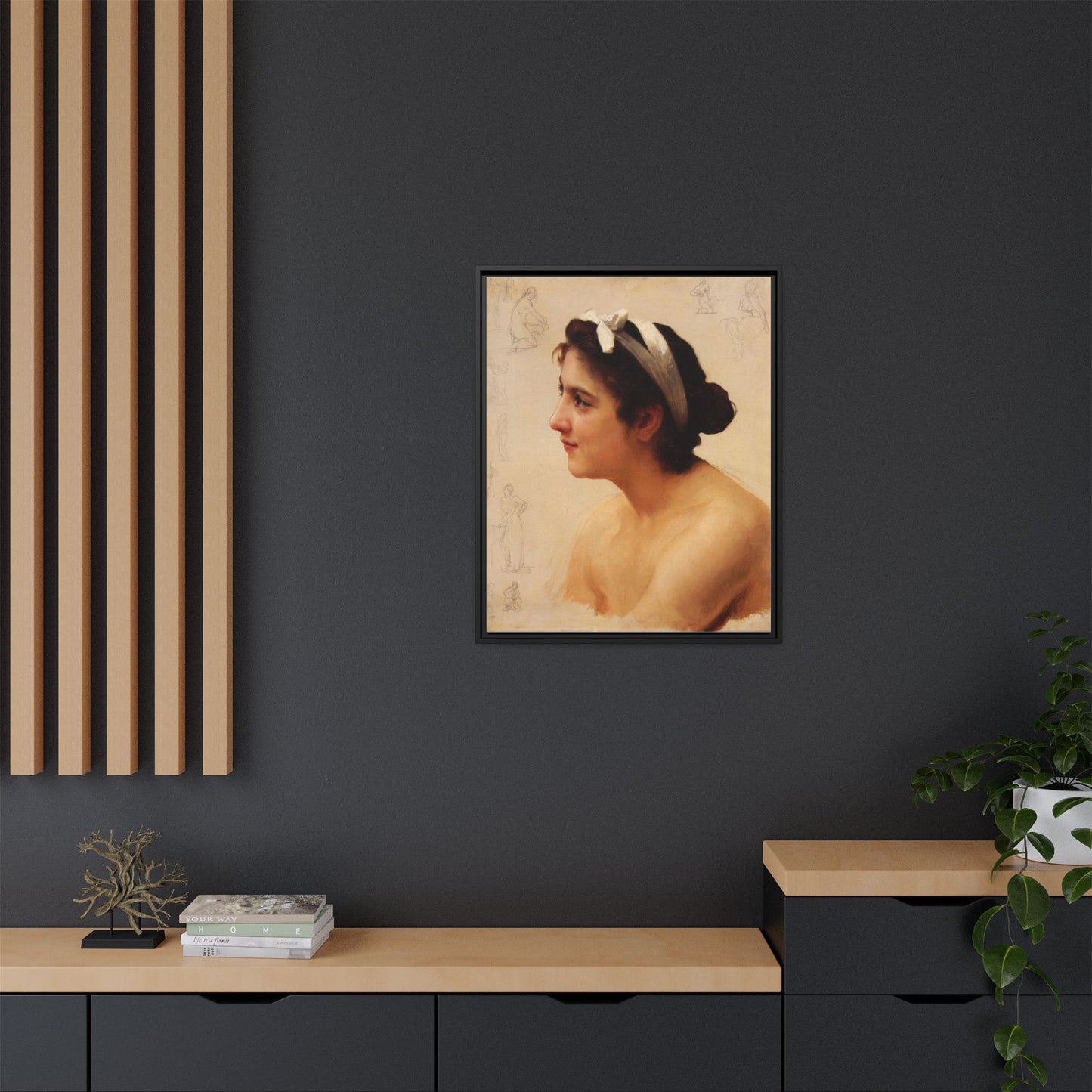Study Of A Woman For Offering To Love by William Adolphe Bouguereau Framed Matte Canvas Print