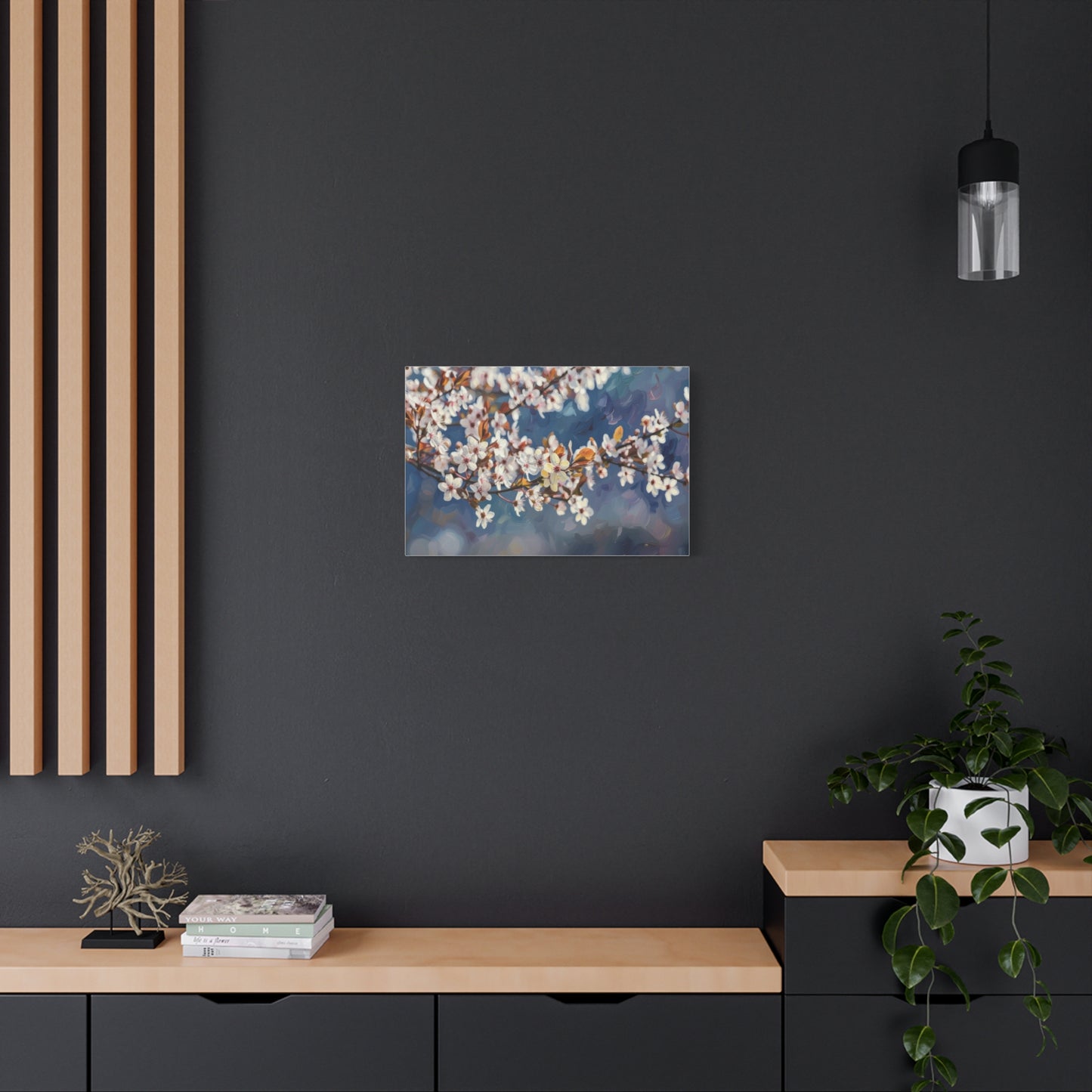 Cherry Blossom Branch Matte Canvas Wall Art — Spring Floral Print