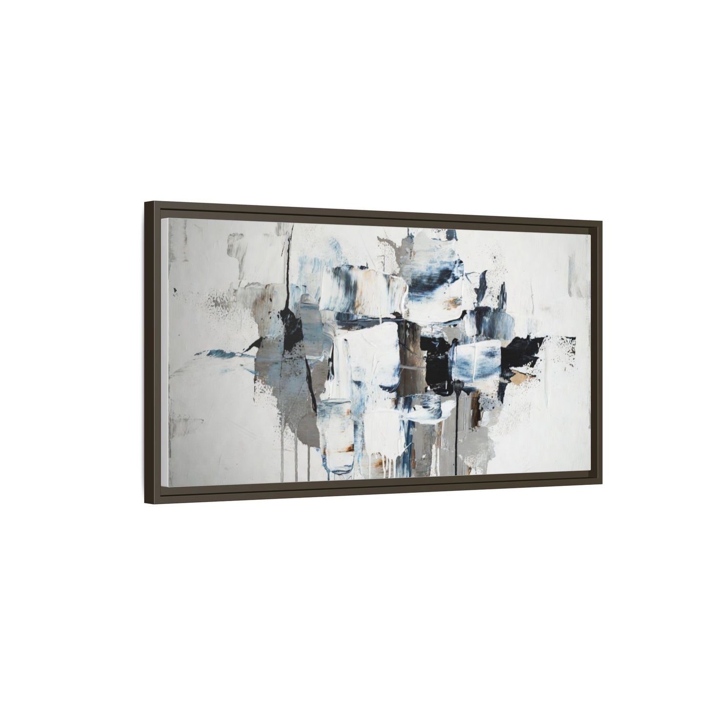 Framed Abstract Canvas Art — Blue Neutral Modern Wall Print