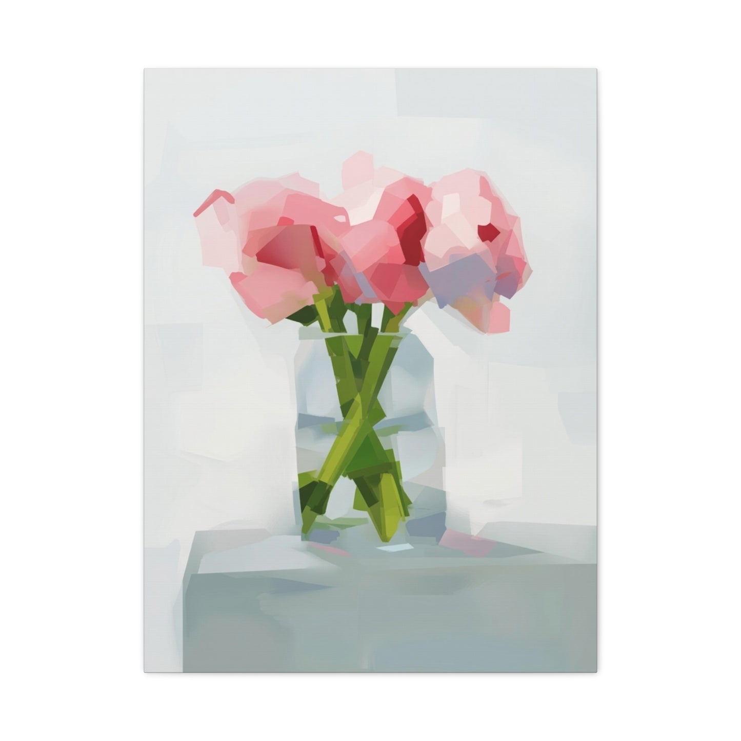 Pink Peonies Vase Canvas Art — Stretched Matte Wall Decor