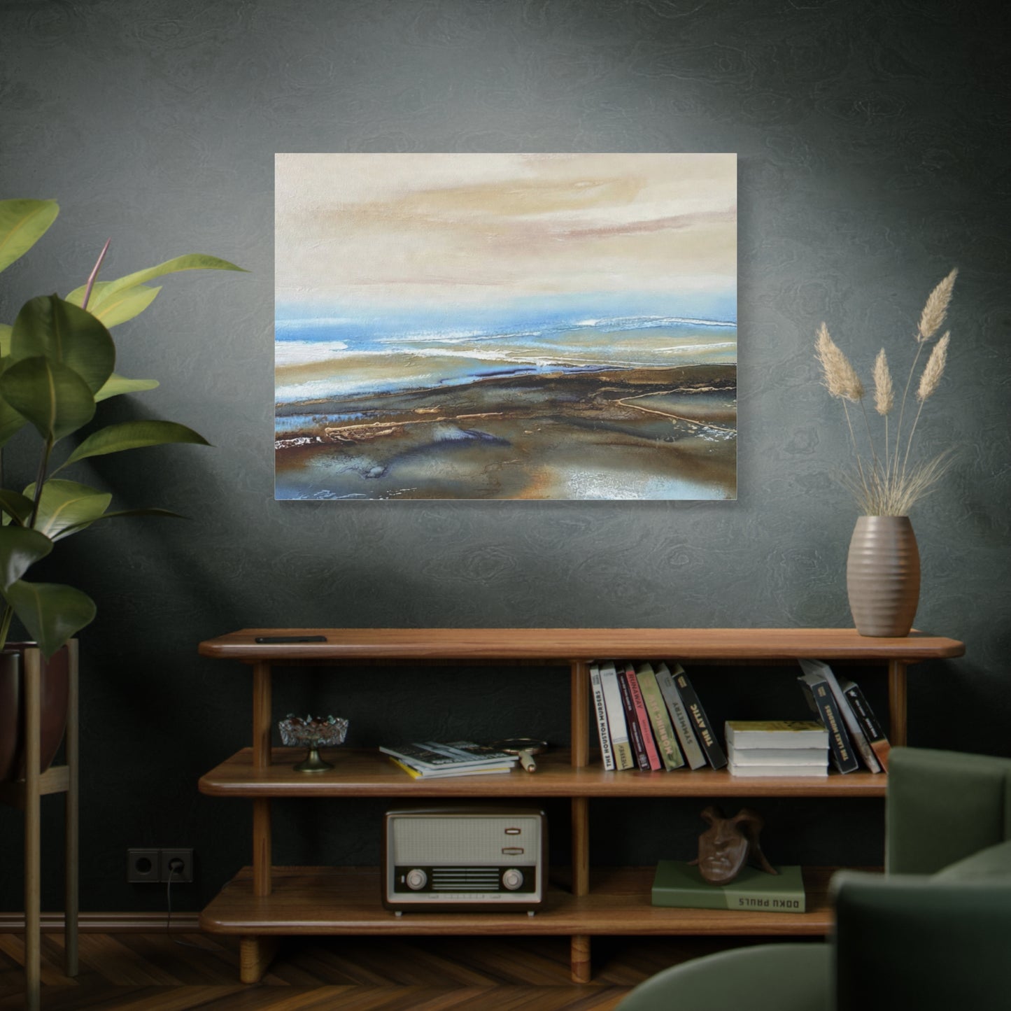 Coastal Abstract Matte Canvas Wall Art — Serene Ocean Horizon Stretch