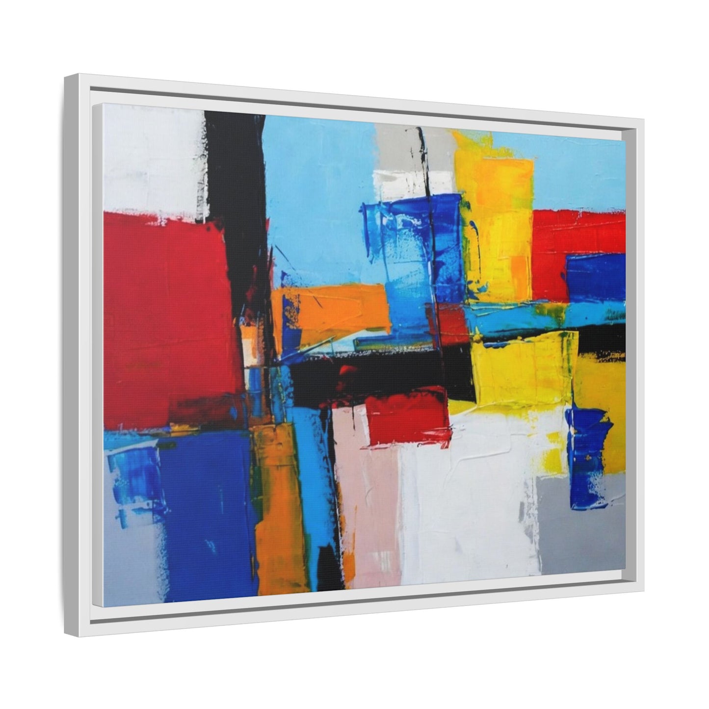 Abstract Color Block Matte Canvas Framed Wall Art