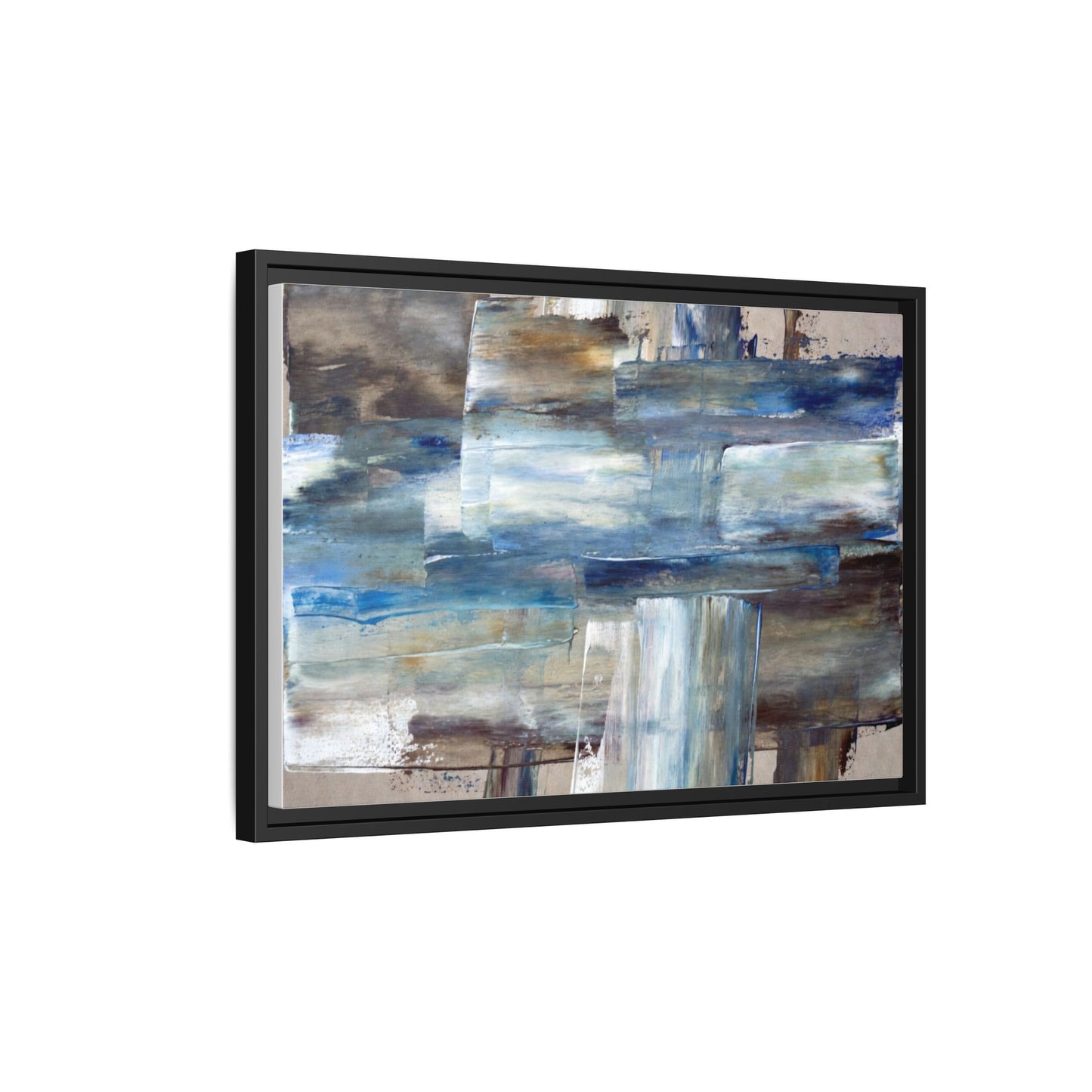 Abstract Blue Coastal Matte Canvas Framed Wall Art