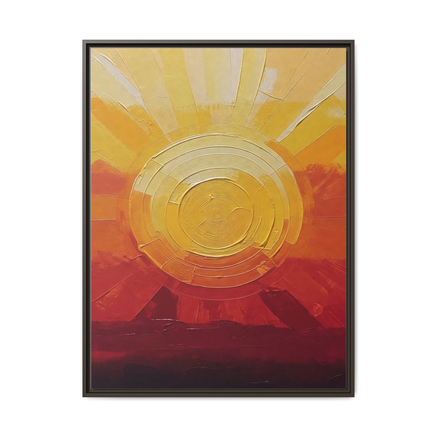 Sunburst Abstract Framed Canvas Art — Matte Multi‑Color Wall Print