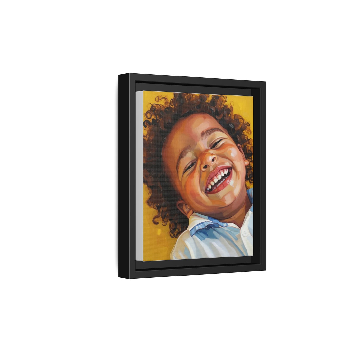 Framed Matte Canvas Print – Joyful Child Portrait, Colorful Nursery Wall Art