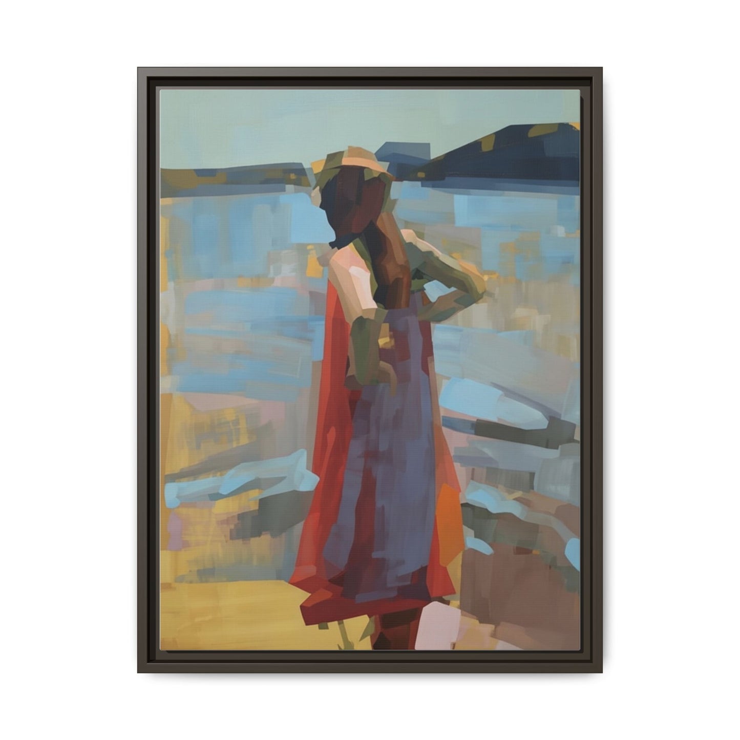 Framed Matte Canvas Print — Coastal Woman Abstract Art