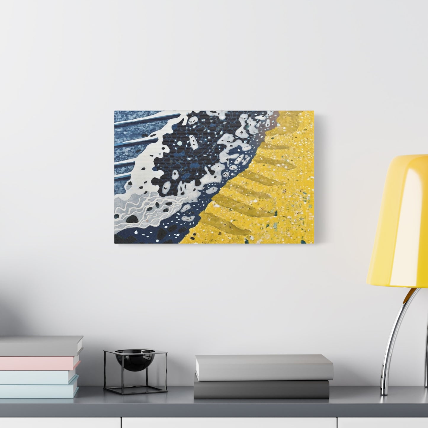 Abstract Blue & Yellow Fluid Art Canvas Print — Matte Stretched Wall Art