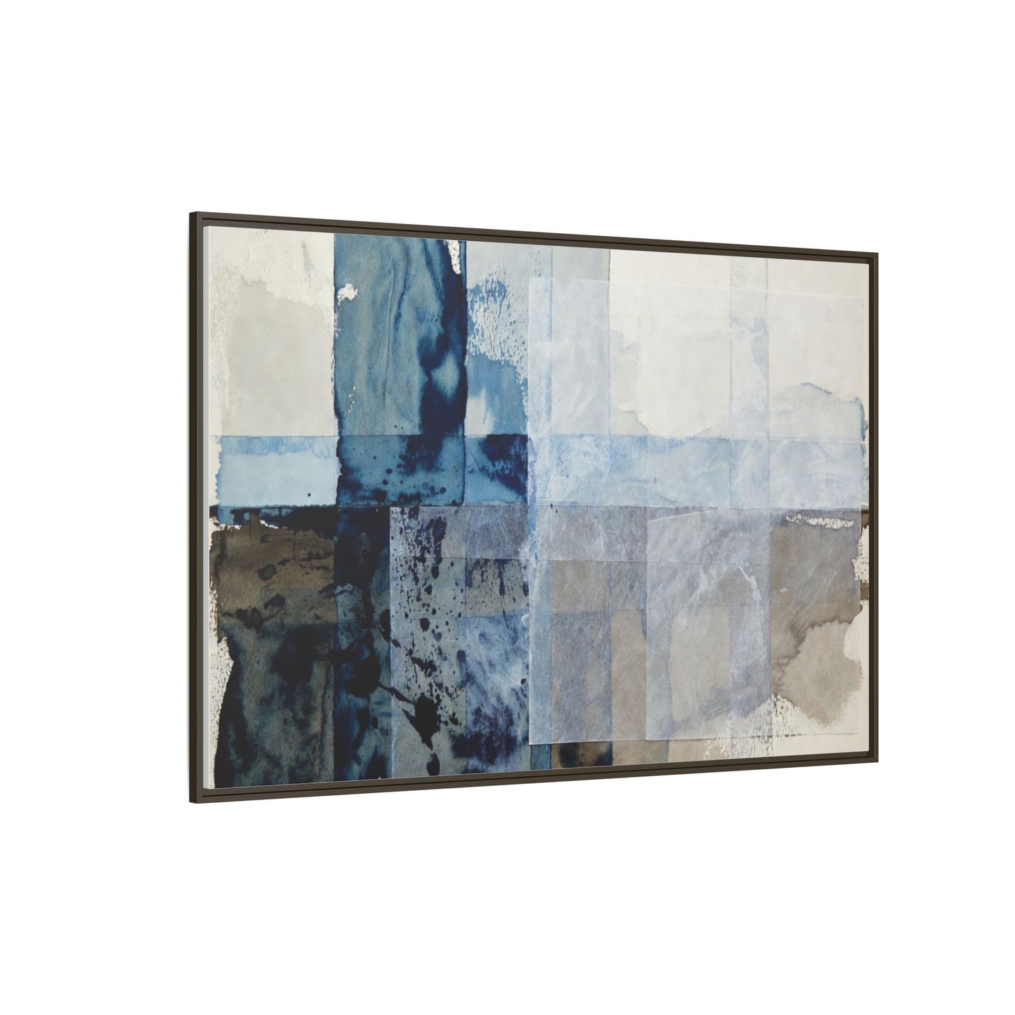 Abstract Coastal Blue Framed Canvas Art