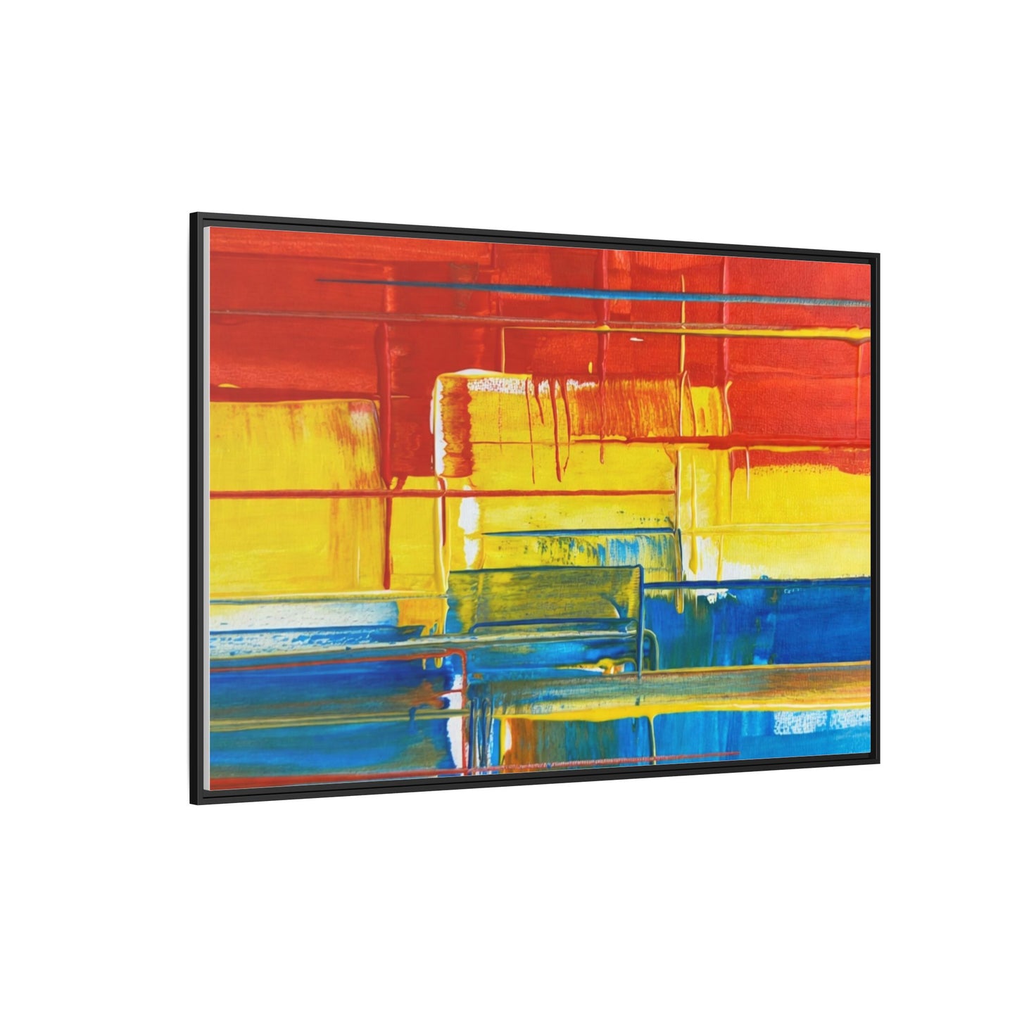 Abstract Multi-Color Framed Canvas Art — Modern Geometric Wall Decor