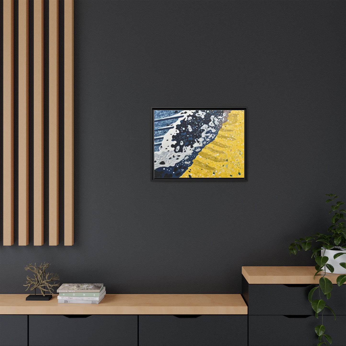 Framed Abstract Ocean & Sand Matte Canvas Print