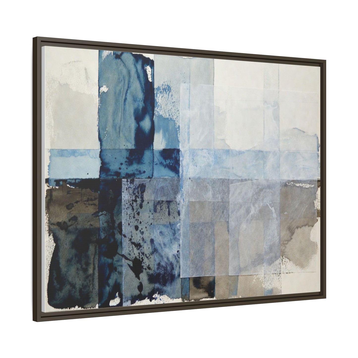 Abstract Coastal Blue Framed Canvas Art