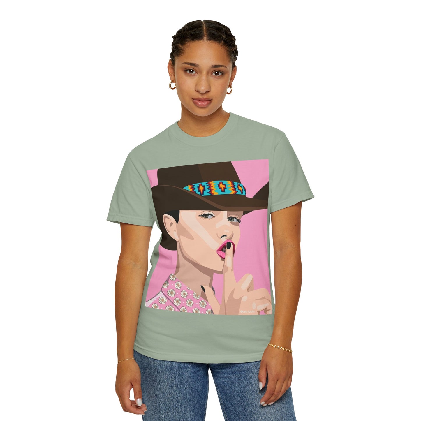 Cowgirl Pop Art T-Shirt — Pink 'Shh' Graphic Tee