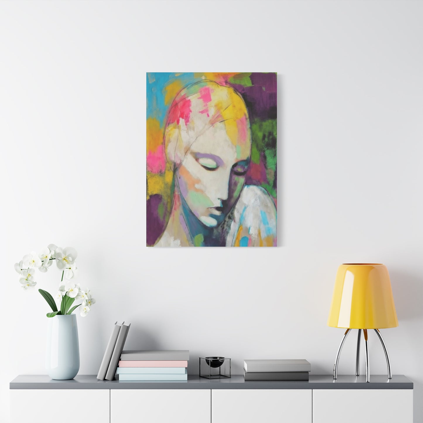 Abstract Angel Portrait Canvas - Colorful Modern Wall Art