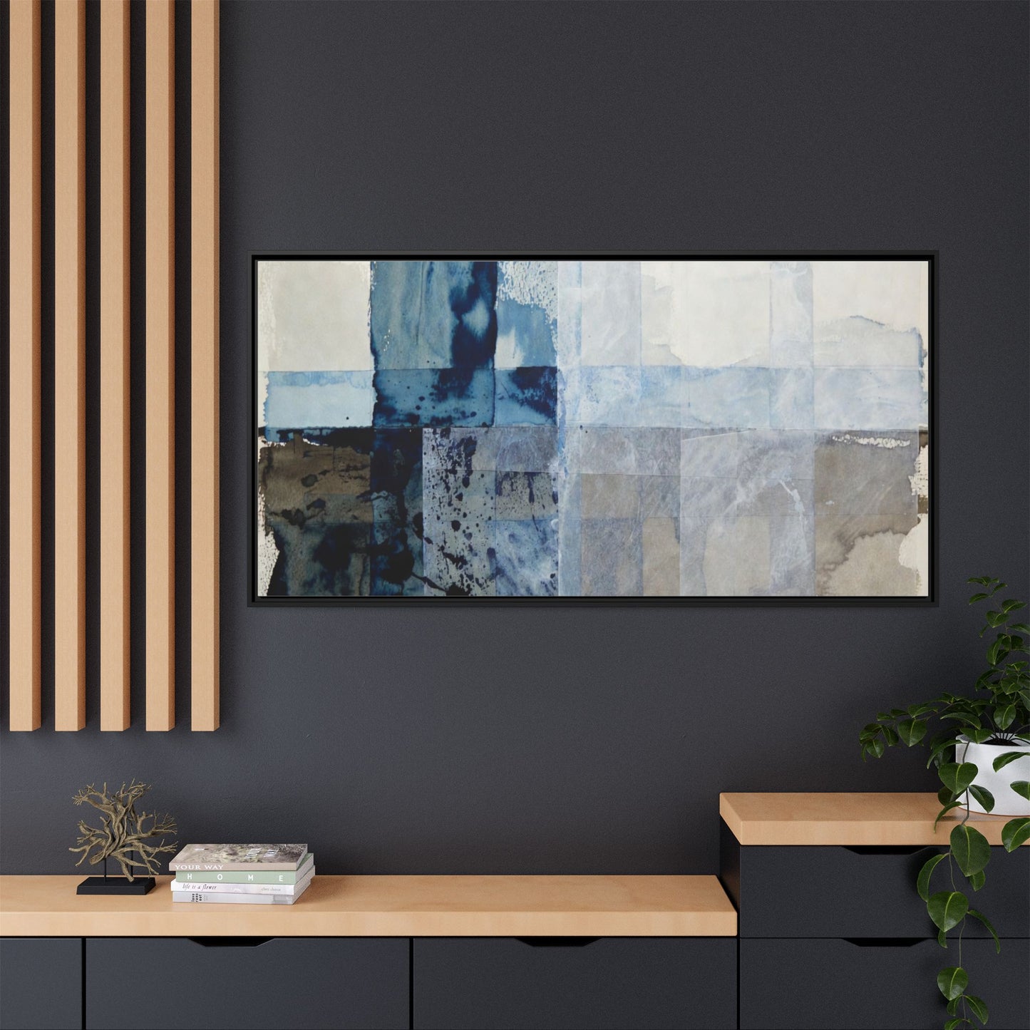 Abstract Coastal Blue Framed Canvas Art
