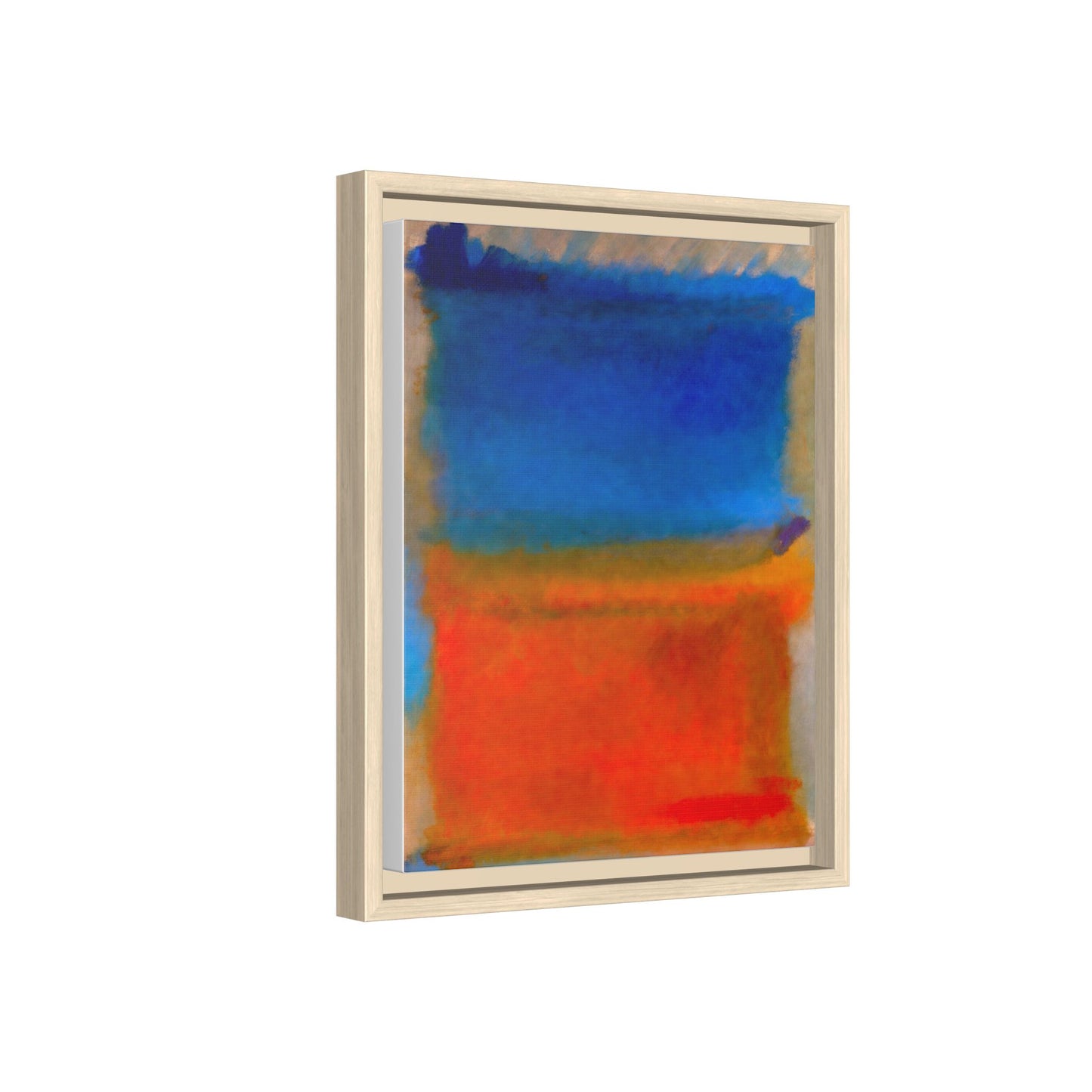 Abstract Color Block Matte Canvas Framed Wall Art — Blue & Orange Modern Painting
