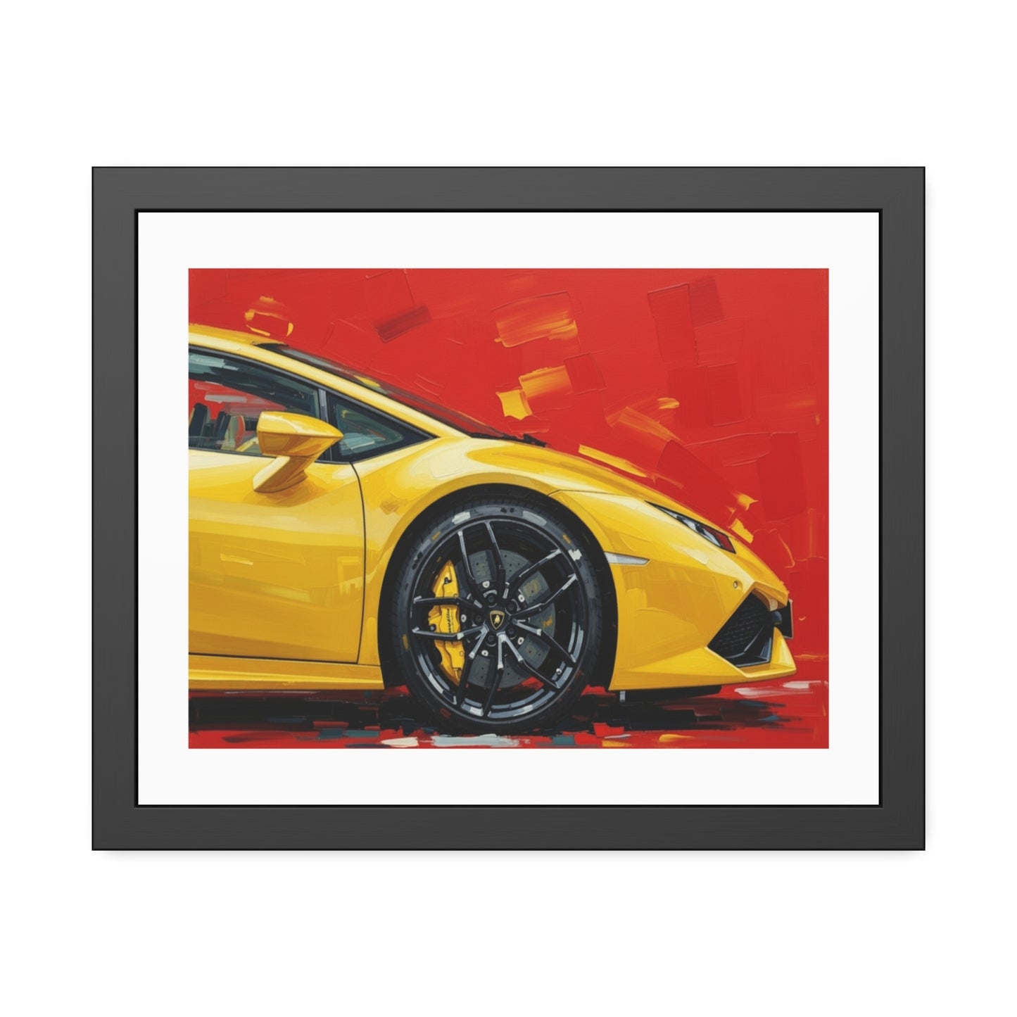Yellow Sports Car Framed Poster — Modern Automotive Wall Art