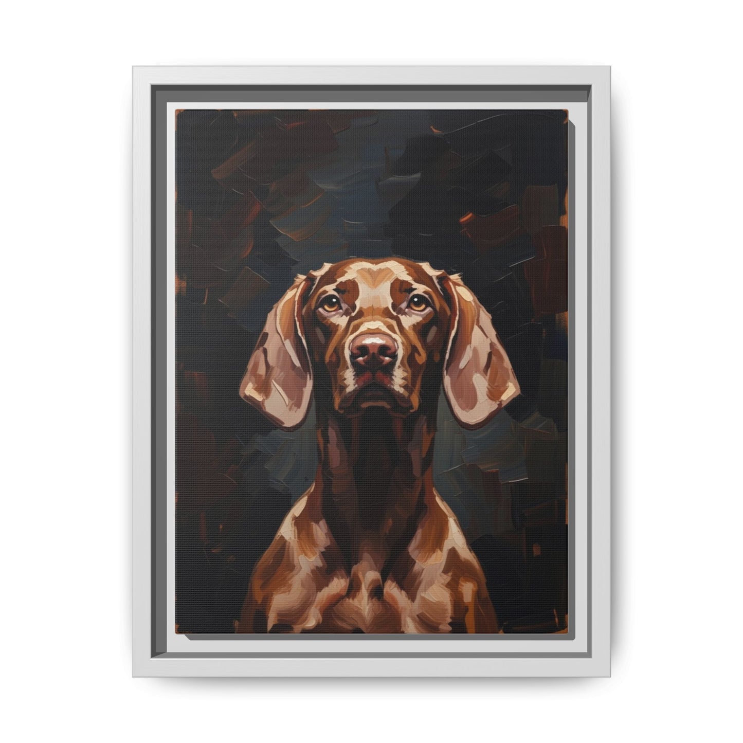Framed Matte Canvas Dog Portrait – Brown Vizsla Wall Art
