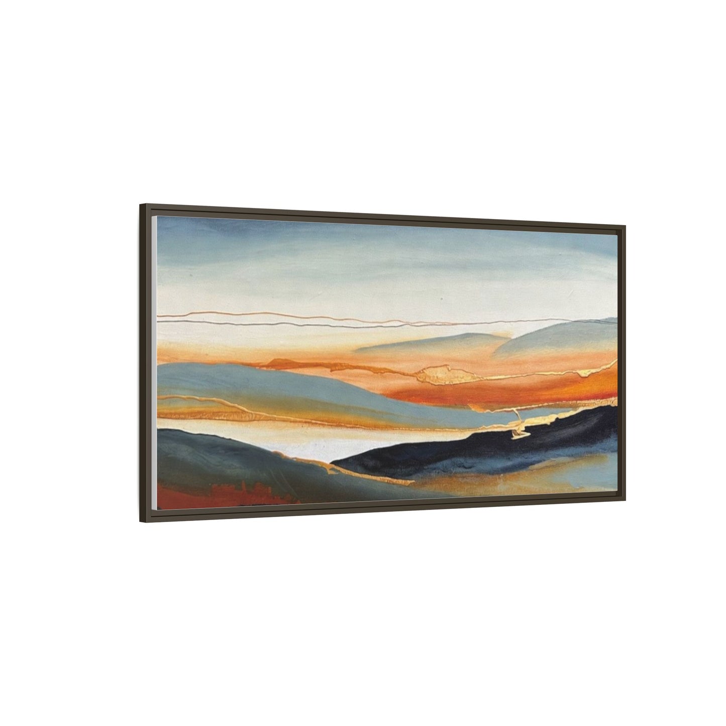 Framed Matte Canvas: Abstract Coastal Sunset Landscape Wall Art