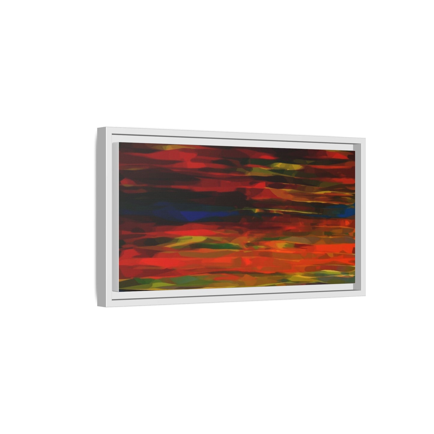 Abstract Multi-Color Matte Canvas Framed Wall Art — Bold Red & Blue Modern Painting