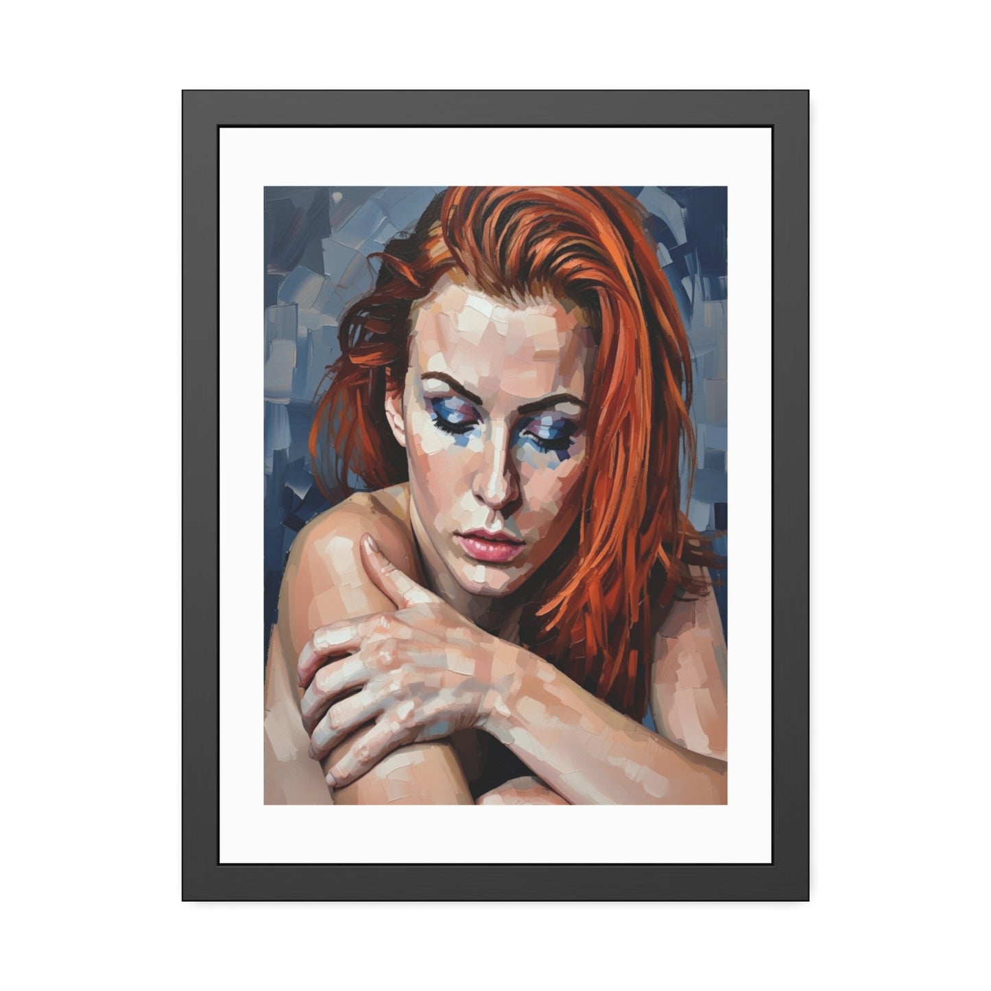 Framed Poster - Moody Redhead Portrait Art Print (Framed)