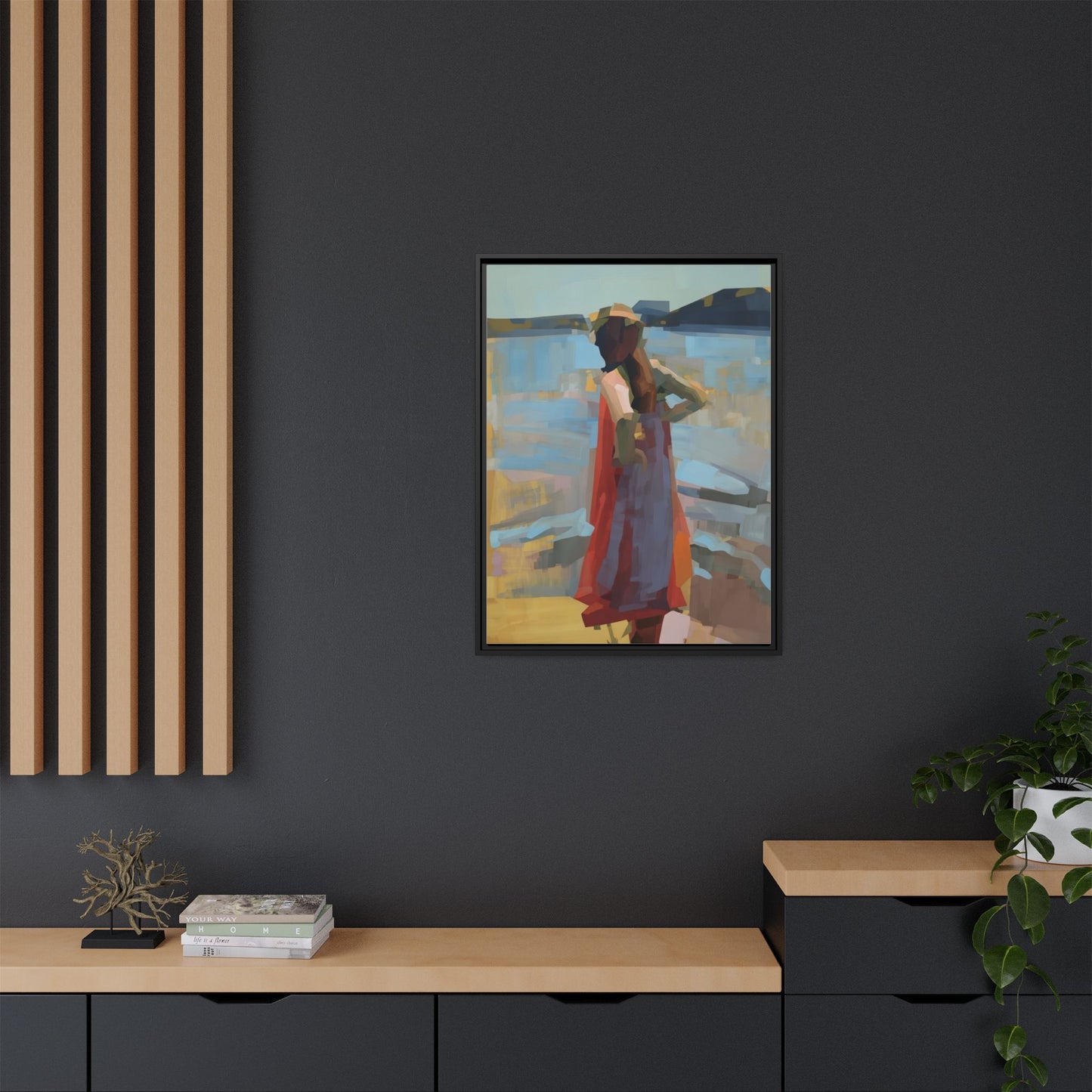 Framed Matte Canvas Print — Coastal Woman Abstract Art