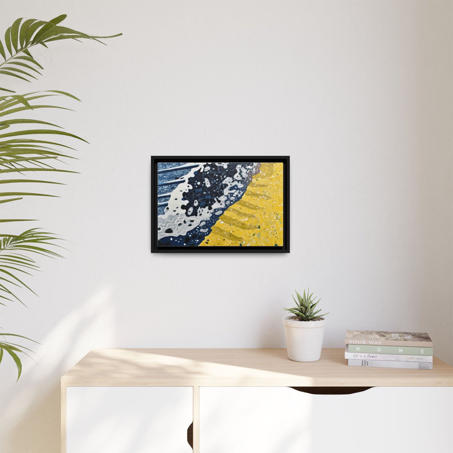 Framed Abstract Ocean & Sand Matte Canvas Print